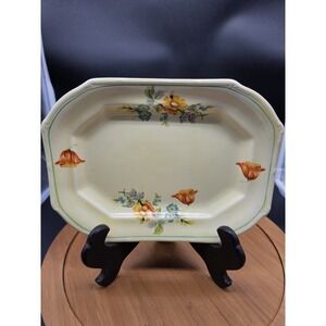 Vintage‎ Taylor Smith & Taylor Paramount Ivory Platter Orange Blue Flowers 10"